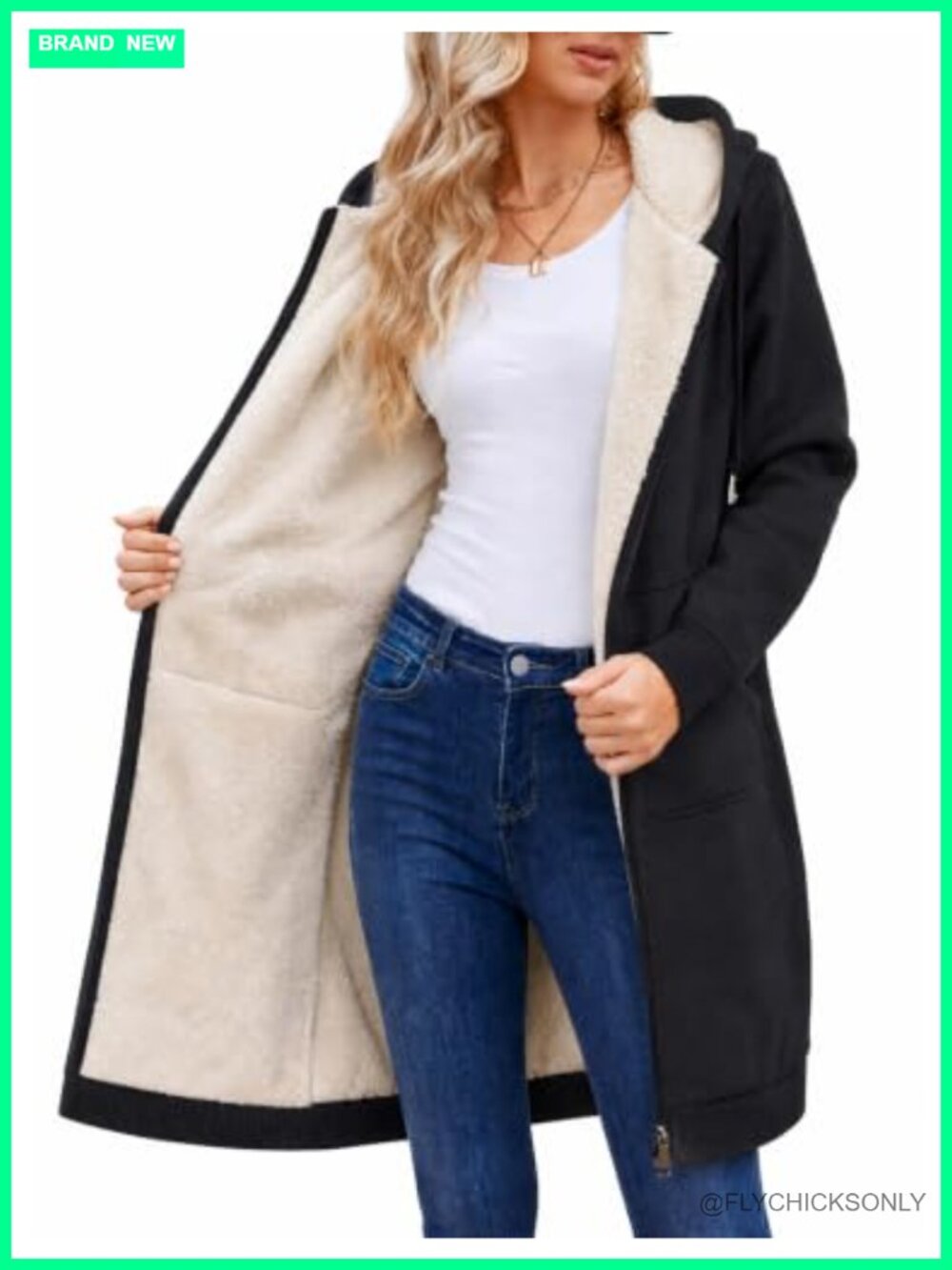 Women's Zip Up Long Fleece Hoodie Jacket with Pockets Loose Fit Winter